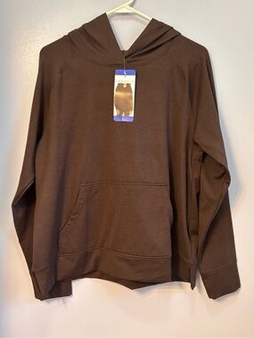 Danskin Women’s Melange Hoodie in Espresso Heather. Sz L. NWT